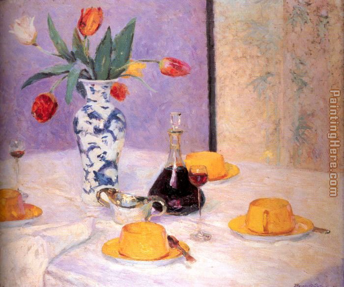 Tulips And Yellow Tea Service painting - Bernhard Gutmann Tulips And Yellow Tea Service art painting